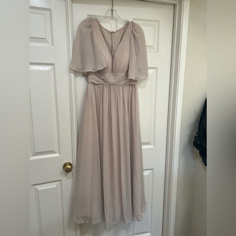 AW Bridal Chiffon Topaz Beige Bridesmaid Gown Dress Size 8